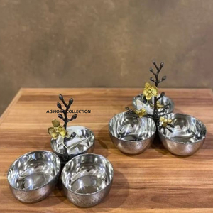 Tazón de acero inoxidable de alta calidad, patrón de rama frondosa clásica, mango de Metal para ensalada de frutas para fiestas, exhibición de Chocolate - Product Image 1