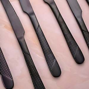 Nightfall Stainless Steel <b>Black</b> <b>Dinner</b> Knife <b>Set</b> of 6 - Product Image 3