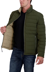 Vestes matelassées d'extérieur personnalisées, réversibles, coupe-vent, écologiques, à col montant, manches longues, avec logo personnalisé, couleur rouge - Product Image 4