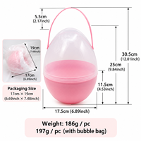 Œuf de Pâques géant transparent en plastique de 25 cm, conteneur cadeau DIY pour enfants, sérigraphie rose vif jaune clair, ouvrable et remplissable