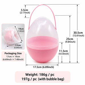 25cm <b>Giant</b> Clear <b>Plastic</b> Easter <b>Egg</b> Children's DIY Gift Container Silk Screen Printing Hot Pink Light Yellow Openable Fillable - Product Image 3