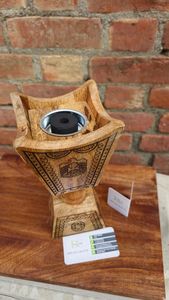 เตาเผาบาคูร์แบบอาหรับ วินเทจ ทำด้วยมือจากไม้มะม่วง ใช้ถ่าน ขายส่ง ชุดของขวัญทางศาสนา ลอบัน ดาน รูปทรงห้าเหลี่ยม มุบคาร์ - Product Image 5