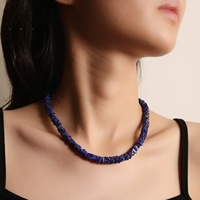 Collier en perles de lapis-lazuli naturel avec fermoir en argent sterling S925, bijoux en pierres précieuses faits à la main pour femmes