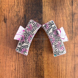 Western Cowgirl Hair Claw <b>Clips</b> Women Tooled Leather Claw <b>Clips</b> Engraved Leather Vintage Style Hair Accessories Cowgirl Gifts - Product Image 3