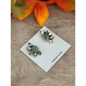 Southwest Handmade Multi Stone <b>Sterling</b> <b>Silver</b> Flower <b>Stud</b> <b>Earrings</b> - Product Image 3