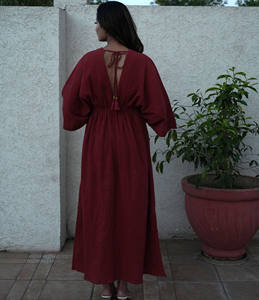 เสื้อคลุมยาวแขนผีเสื้อโบฮีเมียนสีล้วน - Product Image 5