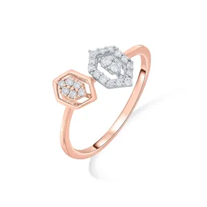 Bague en or rose avec diamants Twin Hexas Fashion - Product Image 4