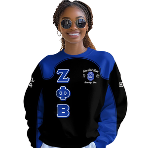 Sudadera con Cuello Redondo Bordada de Zeta Phi Beta para Mujer, Azul, Ropa Griega de Hermandad, Sudadera de Forro Polar de 1920 - Product Image 4