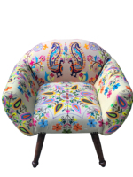 Fauteuil d'appoint portable traditionnel fait main, structure en bois massif, revêtement en coton, chaise rembourrée pour salon, appartement, hôtel, maison