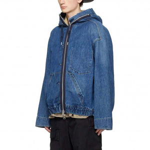 2024 nueva moda de invierno francés Terry Denim Sudadera con capucha de gran tamaño para hombres y mujeres lágrimas suéter chaqueta de peso pesado ropa - Product Image 3
