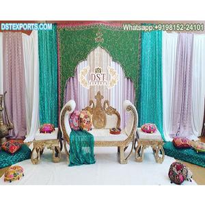 Hindu Wedding Event <b>Party</b> Decor <b>Backdrop</b> Curtains Elegant Wedding Stage Drapes Customized Handmade <b>Backdrop</b> Curtains - Product Image 1