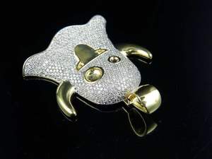 14K dos tonos chapado en oro 3.10Ct corte redondo Real Moissanite conejito colgante de dibujos animados para fiestas - Product Image 3