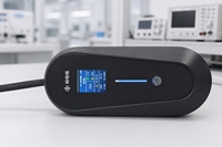 Pengisi Daya EV Portabel Antarmuka GB/T 16A Arus Dapat Diatur Layar LCD Digital IP55 3.5kW Kabel 5m 110V-240V Tiang Pengisian Daya