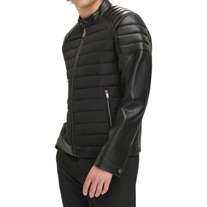 Veste en cuir de style motard pour hommes de haute qualité High Street matériau de toile d'origine col montant peau de vache légère peau de vache - Product Image 5