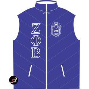 Logotipo personalizado Zeta Phi Beta Sorority impermeable ligero transpirable cremallera líneas diseño algodón relleno bordado Chaleco de los hombres - Product Image 5