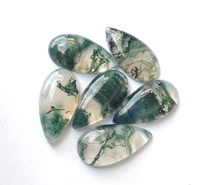 Cabochon d'agate grise naturelle en forme de poire longue dos plat vert disponible dans toutes les tailles-pierres précieuses en vrac - Product Image 2