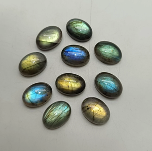 Piedras de labradorita arcoíris con destellos, cabujón ovalado, piedras sueltas con base plana para la fabricación de joyas, 13x18mm, gemas naturales, par. - Product Image 2