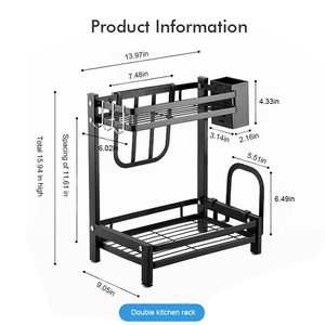 Étagères multifonctionnelles à 2 niveaux pour l'organisation de la cuisine Support de rangement pour assaisonnements Armoire sur pied pour épices Instant Traders - Product Image 2