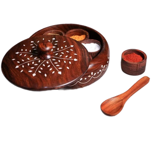 Boîte à épices en bois naturel personnalisée de la meilleure qualité, fabriquée à la main, pour hôtel restaurant à domicile en provenance d'Inde. - Product Image 2