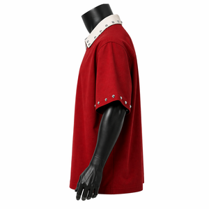 Camisa Oversize Personalizada para Hombre con Cremallera, Manga Corta, Corte Holgado, Estilo Urbano, Cuello con Tachuelas, Estampado de Logotipo, Venta al por Mayor OEM - Product Image 4