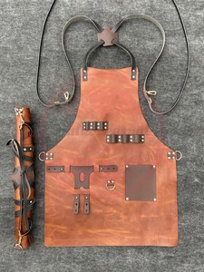 Vente en gros de tablier de barbier cape de barbier en denim en cuir imperméable unisexe avec logo personnalisé pour un usage quotidien en salon - Product Image 5