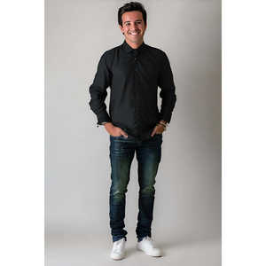 เสื้อเชิ้ตลำลองผู้ชายคอจีนมีกระดุม100% คอตตอนกระดุมแถวเดียวสไตล์ตะวันตกขนาด XL & 6XL - Product Image 4