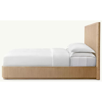 Lit King Size de style français avec panneaux cannelés, cadre de lit en bois pour la maison et la chambre à coucher