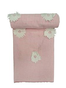 Tissu en coton tissé de qualité supérieure à carreaux roses et blancs avec applique florale 3D pour robes de filles et de femmes, vêtements légers et respirants - Product Image 4