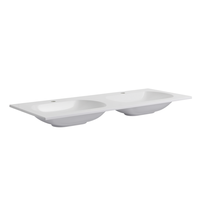 Koricini 120cm, lavabo double moderne et durable en marbre recomposé avec finition gel-coat - Meubles de salle de bain