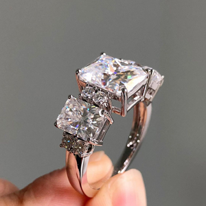 แหวนเพชร7.00กะรัตประดับหิน3ก้อนสำหรับปลูกในห้องปฏิบัติการสำหรับแหวนทองคำขาว14K - Product Image 3