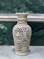 Marmor-Seifenstein Handgeschnitzte Blumenvase Dekorative Vase Indisches Kunsthandwerk Wohndekor Einzigartiges Geschenk für Besondere Anlässe