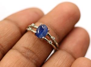 925 Sterling Silver Natural Kyanite Wedding Band Rhodium Plated Bohemian Style <b>Ring</b> Bulk Quantity for Fashionable <b>Rings</b> - Product Image 6