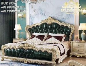 Ensemble de lit rond sculpté royal et de meubles de chambre à coucher, meubles de chambre à coucher de luxe en finition or blanc, ensemble de chambre à coucher luxueux Maharaja - Product Image 6