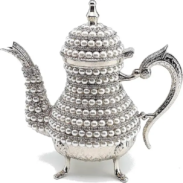 Nuovo metallo tradizionale progettato con perla teiera turca accessori da cucina feste al coperto tè caffè che serve bovini per la casa