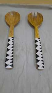 Best Quality Acacia Wood Handmade <b>Spoon</b> and Fork Set Eco-Friendly Minimalist Design for Giveaways Customizable From India - Product Image 2