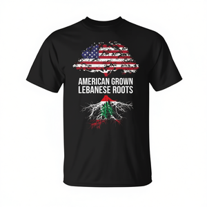 T-shirt promotionnel du Liban : American Grown with Lebanese Roots - Product Image 3