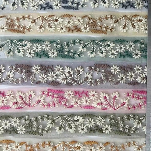 9 m. Handmade sang trọng truyền thống ren trên bướm net với đầy màu sắc thêu hoa văn Made in Ấn Độ - Product Image 1