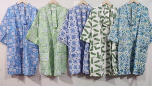 Peignoirs kimono faits à la main en coton Style bohème Robes de style t-shirt doux à séchage rapide et écologique Robes mi-longues confortables - Product Image 4