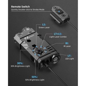 EZshoot Sporting Light Laser IR 3-in-1 Combo 1600 Lumens Aluminum Rechargeable with <b>Remote</b> <b>Switch</b> - Product Image 4