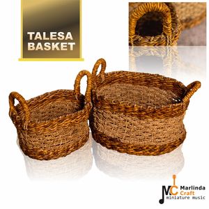 Cesta TALESA, Artesanía de Corteza de Árbol de Plátano y Pasto Marino - Product Image 1