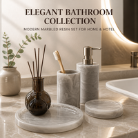 Luxe élégant rustique polyrésine céramique résine Boho décor à la maison savon et Lotion bouteille porte-brosse à dents moderne salle de bain ensemble