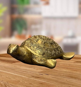 ตุ๊กตาเต่าทำจากทองเหลืองปรับนอนได้พร้อมเนื้อเชลล์ที่ละเอียดสำหรับตกแต่งบ้าน - Product Image 1