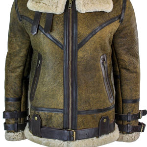 Wholesale Customize your own design limited edition <b>men's</b> <b>leather</b> <b>jacket</b> <b>aviator</b> flight fur winter bomber sheepskin <b>men's</b> <b>jacket</b> - Product Image 5