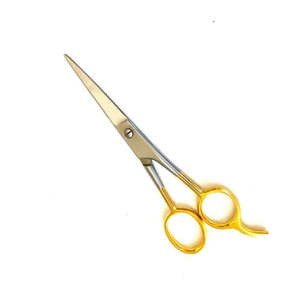 Ciseaux de salon de beauté haut de gamme avec repose-doigts, ciseaux de coiffure de qualité supérieure, lame droite et tranchante, demi-or - Product Image 2