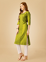 Kurti décontracté indien et pakistanais à la mode, entièrement brodé, en viscose, rayonne, polyester et coton, avec effet slub magique