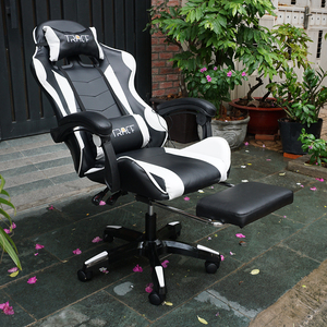 เก้าอี้เกมมิ่งปรับเอนได้ GC001 สำหรับใช้ในบ้าน สีดำขาว ลำโพงบลูทูธ ปรับระดับความสูงได้ 4D ขยายได้ ทนทาน ผลิตจากไนลอน โลหะ และ PU - Product Image 5