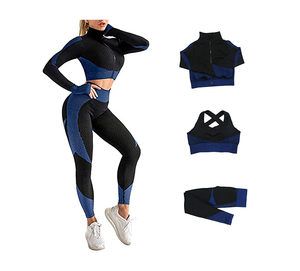 ชุดเลกกิ้งแขนยาวเอวสูงสำหรับผู้หญิงกางเกงเลกกิ้งออกกำลังกายเล่นกีฬาแห้งเร็วไร้ตะเข็บ - Product Image 6