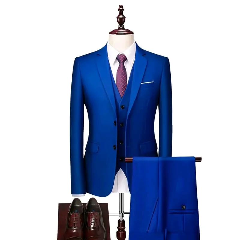 2024 High Quality Solid Slim Fit Large Size Youth Blazer Solid Elegant Gentleman Business Suit Men Suits 3 Pieces wedding suit