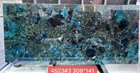 Dalles de granit labradorite Lemurian rétroéclairées, pierre bleue Bahia, dalle de marbre de Madagascar pour projet mural d'hôtel