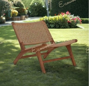 Chaise en corde avec cadre en bois tourné Chaise en bois esthétique chaude avec siège tissé Rotin Belle chaleur naturelle Chaise de salon - Product Image 4